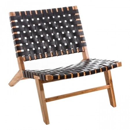 Lenestol natur-sort 87x83x66
