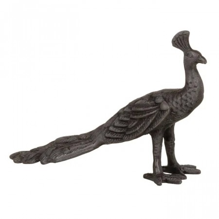 FIGURE PEACOCK GREY ALUMINUM DECORATION 19 X 6 X 13 CM