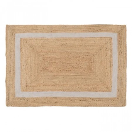 rektangulert gulvteppe natur-hvit jute 230x160