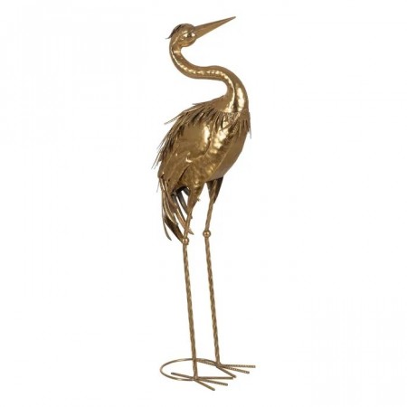 FIGURE HERON GOLD METAL DECORATION 24 X 19 X 87 CM