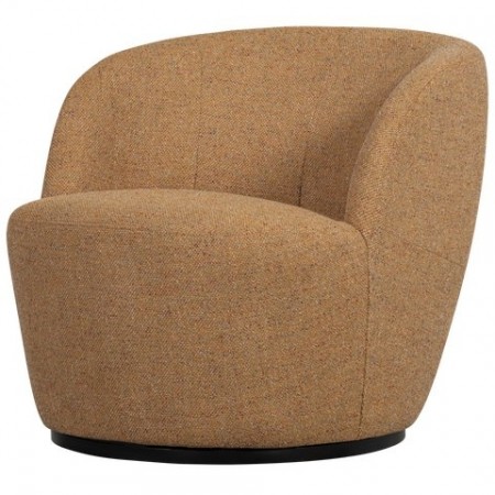 WOOOD SERRA SWIVEL ARMCHAIR IN FLAT WOVEN POLYESTER - CURRY 