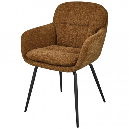 2 stk. WOOOD RUNA DINING CHAIR CHENILLE CARAMEL BROWN/YELLOW