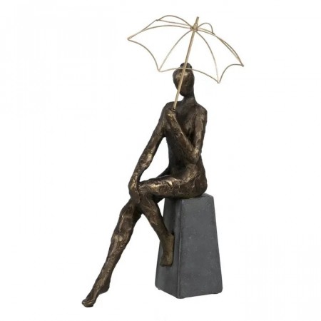FIGURE WOMAN COPPER RESIN DECORATION 25 X 18 X 44 CM