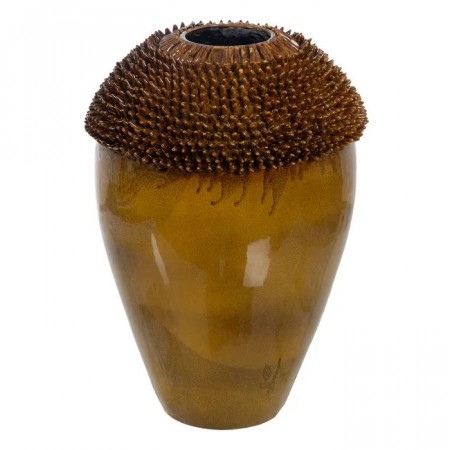 VASE MUSTARD CERAMIC DECORATION 40 X 40 X 60 CM