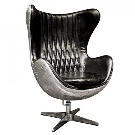 Airplane Chair 84x79x111cm - Sort skinn