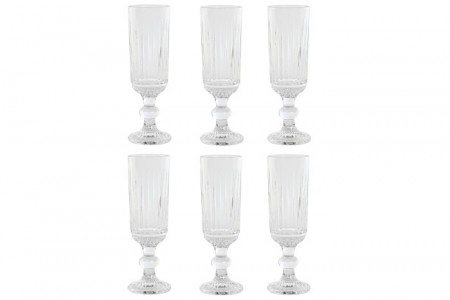  6 GLASS 6X6X18,5 160ML GRATED TRANSPARENT