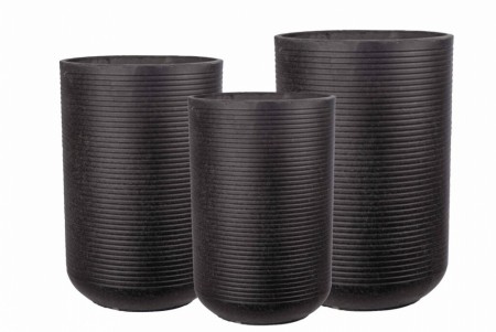 Ribba  krukker i sett a 3 glassfiber/ cement
