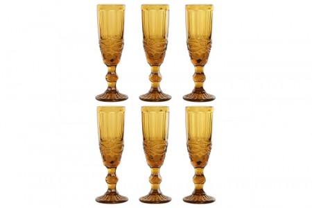  6 GLASS 7X7X20 150ML RELIEF AMBER