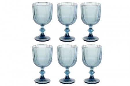 6 GLASS 9X9X17 325ML, GRATED BLUE