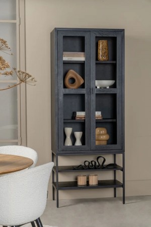DAWSON CABINET GLASS DOORS BLACK 80X40X201 CM
