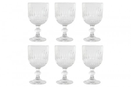  6 GLASS 9X9X16,5 380ML GRATED TRANSPARENT